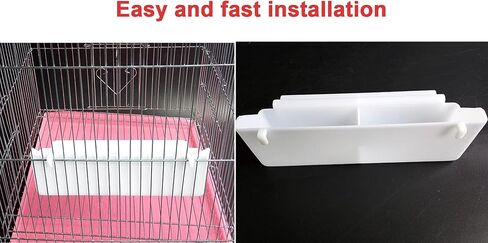 Lucky Interests 2pcs Bird Feeder, Pet Bird Food Double Plastic Seed Water Feeder Dispenser Standing Frame Plastic Food Feeder Cup for Parrots Cockatiel Pigeon Sparrow Bird Cage Bowl with 2 Bird Spoons in Kuwait