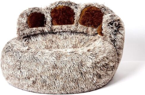 سرير كلب مستدير لطيف ومهدئ من Jiupety على شكل مخلب، سرير كلب كبير من القطيفة على شكل كعكة للكلاب متوسطة الحجم وكبيرة الحجم، سرير كلب ناعم ومريح ومريح مع مسند، رمادي in Kuwait