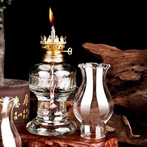 3 Pack Vintage Oil Lamps for Indoor Use,8 Inch Height Kerosene Lamp with Hurricane Glass,Rustic Kerosene Lantern for Home Emergency Lighting,Tabletop Decor (3 Pack Oil lamp) in Kuwait