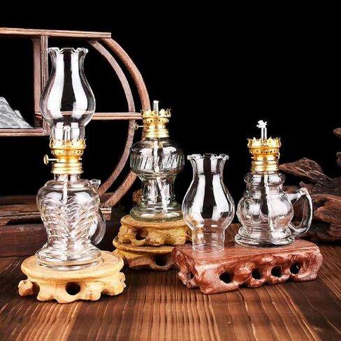 3 Pack Vintage Oil Lamps for Indoor Use,8 Inch Height Kerosene Lamp with Hurricane Glass,Rustic Kerosene Lantern for Home Emergency Lighting,Tabletop Decor (3 Pack Oil lamp) in Kuwait