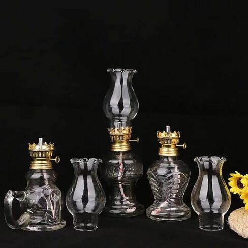 3 Pack Vintage Oil Lamps for Indoor Use,8 Inch Height Kerosene Lamp with Hurricane Glass,Rustic Kerosene Lantern for Home Emergency Lighting,Tabletop Decor (3 Pack Oil lamp) in Kuwait
