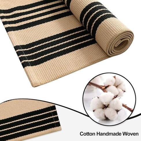 OJIA Front Door Mat 24"x51", Machine Washable Porch Rug Outdoor Door Mat Striped Entryway Rugs Indoor Outdoor Rugs Cotton Hand-Woven Entry Rug for Kitchen/Bathroom/Farmhouse/Home Entrance in Saudi Arabia