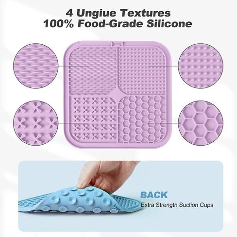 حصيرة لعق روكوسيا للكلاب والقطط، عبوتان مع أكواب شفط، وسادات لعق زبدة الفول السوداني للكلاب لتقليل الملل، وأوعية تغذية بطيئة للكلاب والقطط للاستحمام والعناية والتدريب (الأزرق والوردي) in Kuwait