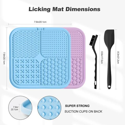 حصيرة لعق روكوسيا للكلاب والقطط، عبوتان مع أكواب شفط، وسادات لعق زبدة الفول السوداني للكلاب لتقليل الملل، وأوعية تغذية بطيئة للكلاب والقطط للاستحمام والعناية والتدريب (الأزرق والوردي) in Kuwait