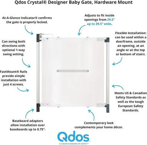 بوابة أمان للأطفال بتصميم كريستال من كيودوس - تلبي المعايير الأوروبية الأكثر متانة - تصميم عصري وآمن لا مثيل له - الجمال والسلامة معًا في آخر - تركيب بسيط | تركيب أدوات تثبيت in Kuwait