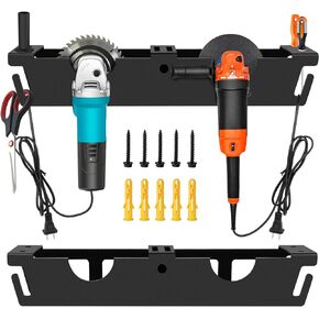 Birstlye Angle Grinder Holder,2 Bay Angle Grinder Rack Wall Mount Bracket, Angle Grinder Storage Rack With Screws & Screw Caps for Cutters Polishers Angle Grinders in Kuwait