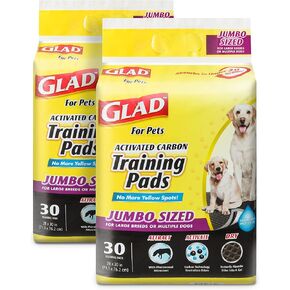 Glad for Pets JUMBO-SIZE Charcoal Puppy Pads | Black Training Pads That ABSORB & Neutralize Urine Instantly | New & Improved Quality Puppy Pee Pads, 30 Count - 2 Pack (60 Pads Total) in Saudi Arabia