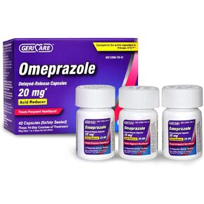 GeriCare Omeprazole Delayed Release Capsules 20.6mg - Acid Reducer Pills for 24 Hour Heartburn Relief - Acid Reflux Medicine to Treat Frequent Heartburn (42 Count) in Saudi Arabia