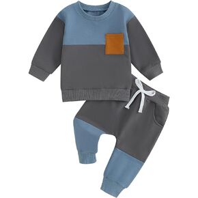 Twopumpkin Toddler Boy Clothes Baby Crewneck Sweatshirt Long Sleeve Sweat Pants Sets Spring Sweatsuit Infant Outfit