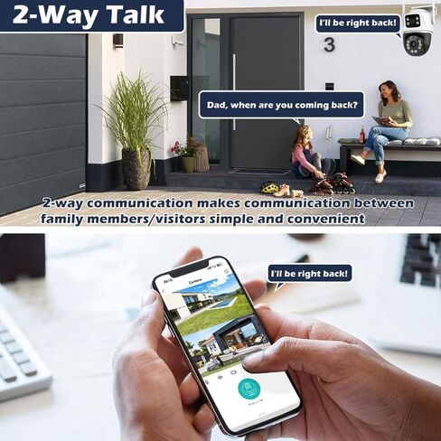 كاميرا أمان COOLUS خارجية بدقة 4 ميجابكسل 2K مزدوجة العدسة مع كاميرا واي فاي PTZ بزاوية 360 درجة لأمن المنزل بالخارج، IP66، رؤية ليلية ملونة، محادثة ثنائية الاتجاه، كشف الحركة، متوافقة مع Alexa in Kuwait