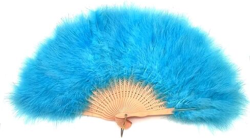 Shekyeon Marabou Feather Fan 20s Vintage Folding Fan Flapper Hand Fan for Costume Dancing Show Home Centerpiece Decor(Turquoise) in Saudi Arabia