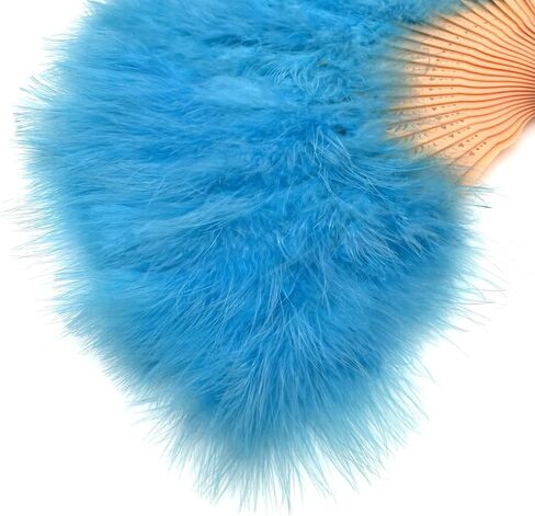 Shekyeon Marabou Feather Fan 20s Vintage Folding Fan Flapper Hand Fan for Costume Dancing Show Home Centerpiece Decor(Turquoise) in Saudi Arabia