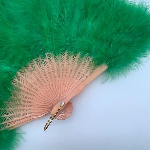 Shekyeon Marabou Feather Fan 20s Vintage Folding Fan Flapper Hand Fan for Costume Dancing Show Home Centerpiece Decor(Turquoise) in Saudi Arabia