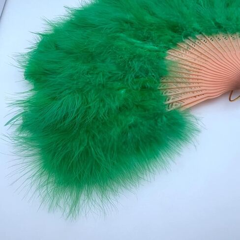 Shekyeon Marabou Feather Fan 20s Vintage Folding Fan Flapper Hand Fan for Costume Dancing Show Home Centerpiece Decor(Turquoise) in Saudi Arabia