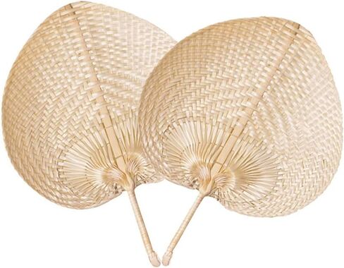 Natural Bamboo Raffia Hand Fans,Hand Weaving Fan for Summer Cooling Supplies Farmhouse Wall Decor Wedding Party Favors (5 Pcs) in Saudi Arabia