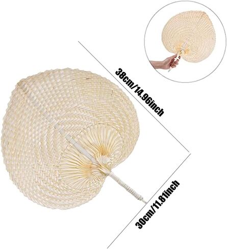 Natural Bamboo Raffia Hand Fans,Hand Weaving Fan for Summer Cooling Supplies Farmhouse Wall Decor Wedding Party Favors (5 Pcs) in Saudi Arabia