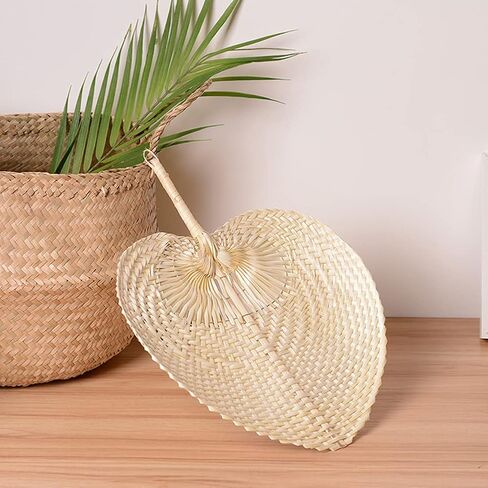 Natural Bamboo Raffia Hand Fans,Hand Weaving Fan for Summer Cooling Supplies Farmhouse Wall Decor Wedding Party Favors (5 Pcs) in Saudi Arabia