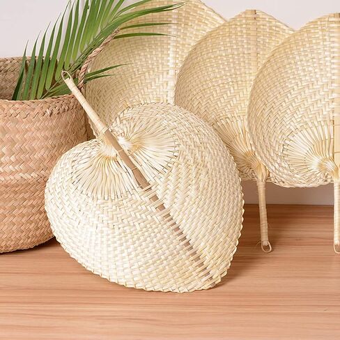 Natural Bamboo Raffia Hand Fans,Hand Weaving Fan for Summer Cooling Supplies Farmhouse Wall Decor Wedding Party Favors (5 Pcs) in Saudi Arabia