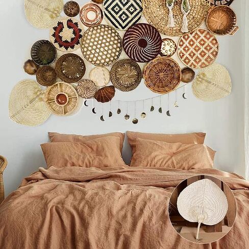 Natural Bamboo Raffia Hand Fans,Hand Weaving Fan for Summer Cooling Supplies Farmhouse Wall Decor Wedding Party Favors (5 Pcs) in Saudi Arabia