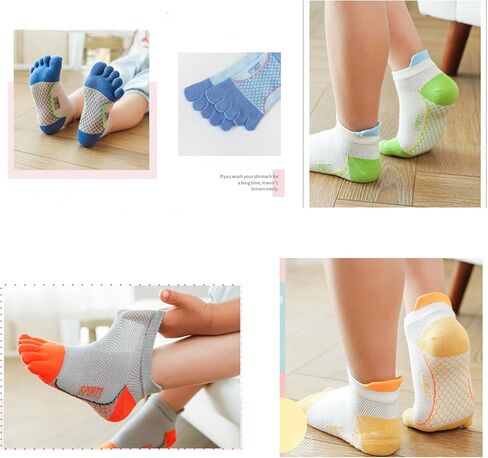 Yuerach 5 أزواج من الجوارب للأطفال، جوارب كاحل بخمسة أصابع كرتونية قابلة للتنفس بنمط حيوانات للركض عند أصابع القدم للأولاد والبنات in Kuwait