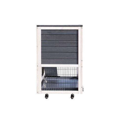 Lifeand 43''L Removable Tray Ramp Wooden Outdoor Rabbit Hutch Small Animal Coop with Running Cage with Enclosed Run with Wheels, Ramp, Removable Tray Ideal,Gray in Kuwait