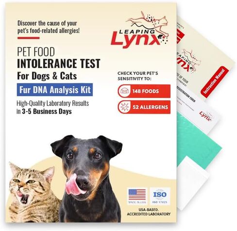 Vet-Recommended Pet Food Sensitivity & Intolerance Test Kit for Dogs & Cats, Lab Fee Included, Results in 3 Days - Fur Analysis for ~200 Foods & Allergens, Allergy Test Kit for All Breeds & Ages in Kuwait