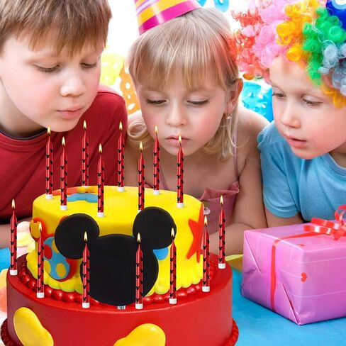 Lidmada 12Pcs Mickey Minnine Mouse Ear Theme Birthday Candles Cake Cupcake Cartoon Toppers Candles for Kids Girls Boys Mickey Party Decorations Supplies in Kuwait