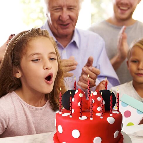 Lidmada 12Pcs Mickey Minnine Mouse Ear Theme Birthday Candles Cake Cupcake Cartoon Toppers Candles for Kids Girls Boys Mickey Party Decorations Supplies in Kuwait