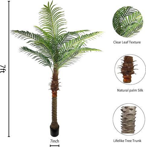 AfanD شجرة النخيل الاصطناعية 8.5ft (100in) شجرة جوز الهند الاستوائية الاصطناعية طويلة جدًا وشجرة وهمية كبيرة في وعاء للفناء الخارجي والمنزل الكبير 2 قطعة in Kuwait