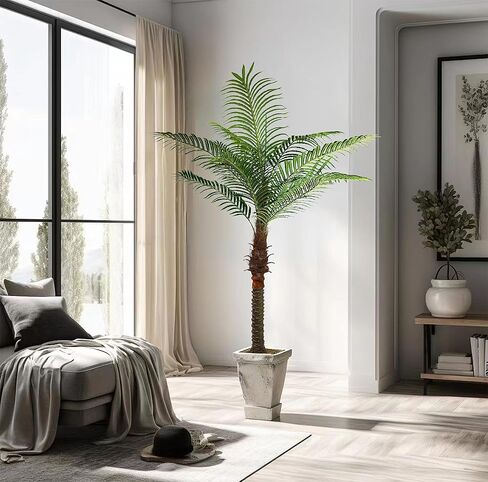 AfanD شجرة النخيل الاصطناعية 8.5ft (100in) شجرة جوز الهند الاستوائية الاصطناعية طويلة جدًا وشجرة وهمية كبيرة في وعاء للفناء الخارجي والمنزل الكبير 2 قطعة in Kuwait