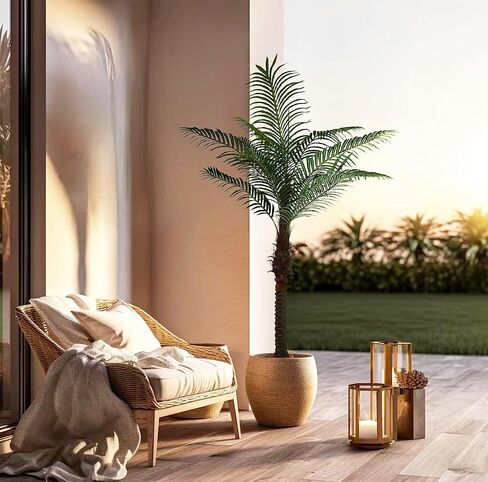 AfanD شجرة النخيل الاصطناعية 8.5ft (100in) شجرة جوز الهند الاستوائية الاصطناعية طويلة جدًا وشجرة وهمية كبيرة في وعاء للفناء الخارجي والمنزل الكبير 2 قطعة in Kuwait