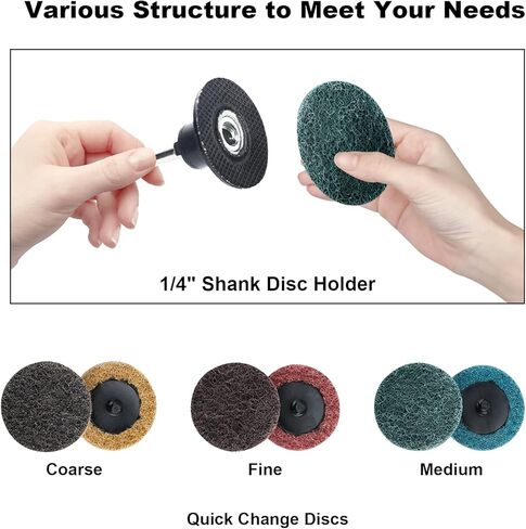 باتيور مجموعة اقراص صنفرة سريعة التغيير مكونة من 45 قطعة من اقراص صنفرة زركونيا مقاس 2 انش مع حامل 1/4 انش، اقراص تكييف السطح لشريط الصقل والتلميع وازالة الطلاء والصدا in Kuwait