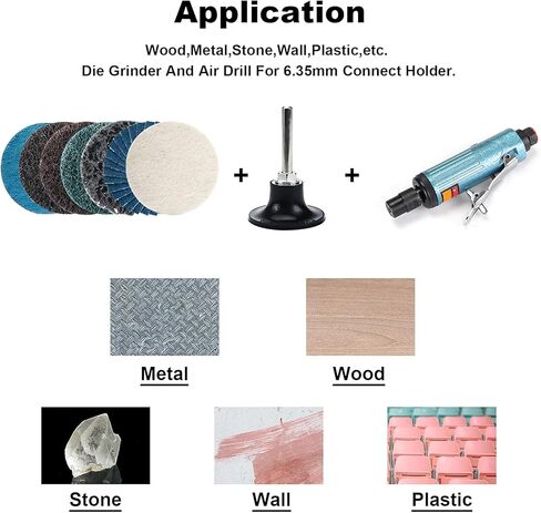 باتيور مجموعة اقراص صنفرة سريعة التغيير مكونة من 45 قطعة من اقراص صنفرة زركونيا مقاس 2 انش مع حامل 1/4 انش، اقراص تكييف السطح لشريط الصقل والتلميع وازالة الطلاء والصدا in Kuwait