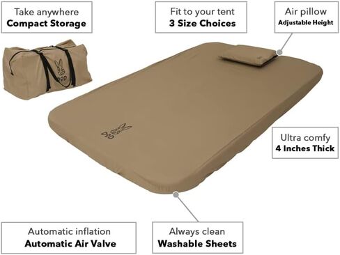 وسادة نوم DOD Soto للتخييم - مرتبة تخييم ذاتية النفخ وسميكة للغاية ووسادة تخييم - أسمر ضارب للصفرة - صغيرة in Kuwait