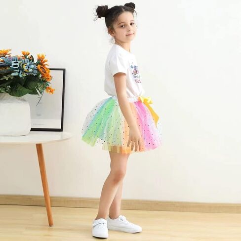 Zusnxaxe ملابس الفتيات الصغيرات بألوان قوس قزح لعيد الميلاد الأول رومبير + تنورة توتو للرضع + عصابة رأس ملابس الصيف كعكة سحق الصور تبادل لاطلاق النار in Kuwait