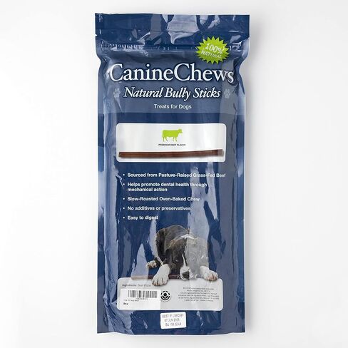 Canine Chews Bully Sticks 12" Thick Beef Chew Treat for Large Dogs Aggressive Chewers Low Odor All Natural 1.1 Pounds 12 Pack in Kuwait
