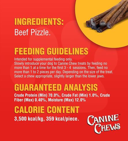 Canine Chews Bully Sticks 12" Thick Beef Chew Treat for Large Dogs Aggressive Chewers Low Odor All Natural 1.1 Pounds 12 Pack in Kuwait
