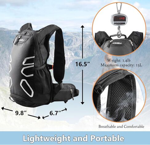 Camkinger Hydration Backpack with 3L TPU Water Bladder, 15L Lightweight Water Backpack with Rain Cover for Man Women, Hydration Pack Backpack for Hiking, Running, Cycling, Climbing in Kuwait