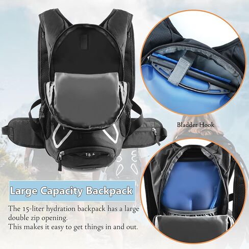 Camkinger Hydration Backpack with 3L TPU Water Bladder, 15L Lightweight Water Backpack with Rain Cover for Man Women, Hydration Pack Backpack for Hiking, Running, Cycling, Climbing in Kuwait