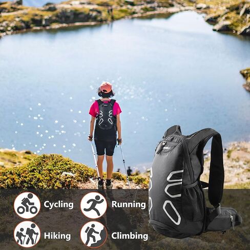 Camkinger Hydration Backpack with 3L TPU Water Bladder, 15L Lightweight Water Backpack with Rain Cover for Man Women, Hydration Pack Backpack for Hiking, Running, Cycling, Climbing in Kuwait