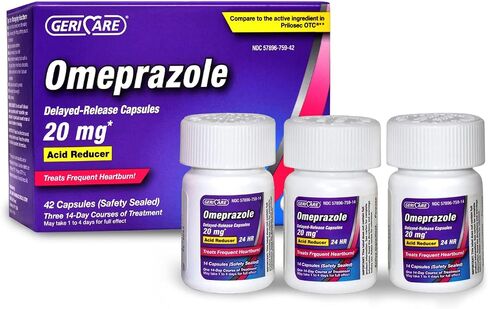 GeriCare Omeprazole Delayed Release Capsules 20.6mg - Acid Reducer Pills for 24 Hour Heartburn Relief - Acid Reflux Medicine to Treat Frequent Heartburn (42 Count) in Saudi Arabia