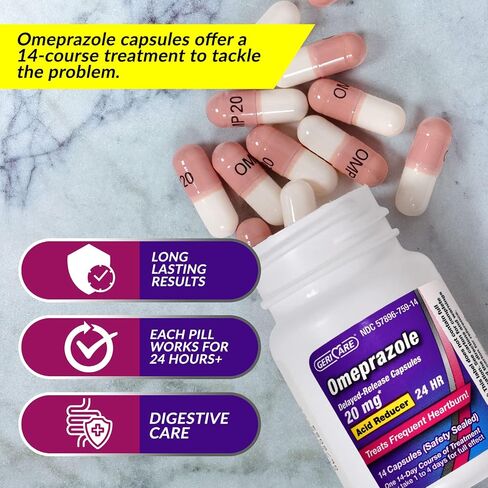 GeriCare Omeprazole Delayed Release Capsules 20.6mg - Acid Reducer Pills for 24 Hour Heartburn Relief - Acid Reflux Medicine to Treat Frequent Heartburn (42 Count) in Saudi Arabia