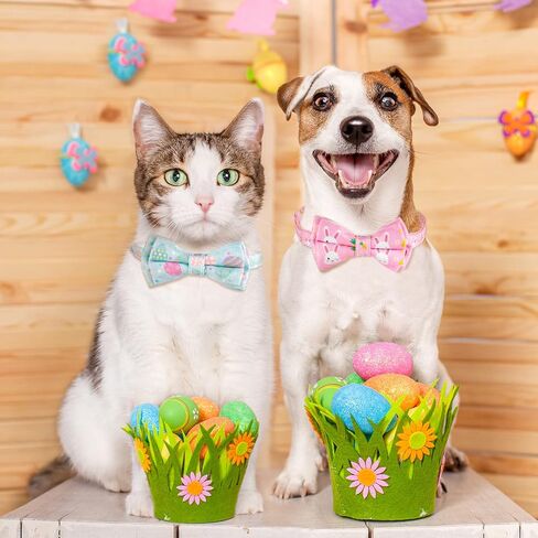 Whaline 4 Pack St. Patrick's Day & Easter Cat Collar with Bowknot and Bell Shamrock Bunny Rabbit Egg Pattern Safety Breakaway Adjustable Pet Collars for Cat Kitten Puppy in Saudi Arabia