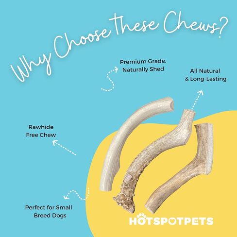 hotspot pets Premium Deer Antler for Dogs - 5-8 Inch Long Lasting Antler Dog Chews Naturally Shed Deer Antlers Bone for Small & Medium Breed Aggressive Chewers - Made in USA - (6 Count) in Saudi Arabia