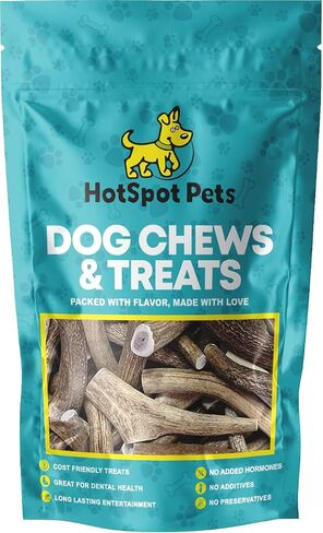 hotspot pets Premium Deer Antler for Dogs - 5-8 Inch Long Lasting Antler Dog Chews Naturally Shed Deer Antlers Bone for Small & Medium Breed Aggressive Chewers - Made in USA - (6 Count) in Saudi Arabia