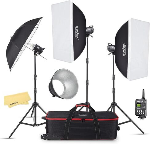 Godox MS300 3Pcs 900W Strobe Light Compact Studio Flash 2.4G Wireless Monolight, Anti-Preflash, Bowens Mount, 5600±200K CCT, w/XT-16 Transmitter, Reflector,2m Light Stand,Softbox,Umbrella,Carrying Bag in Saudi Arabia