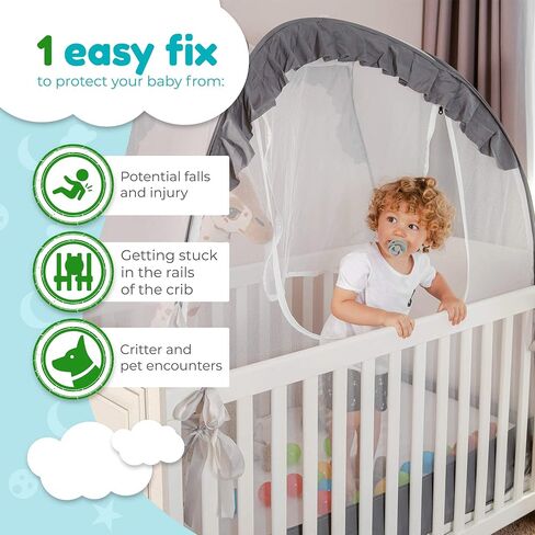 KangaKiddo Safety Crib Tent – Baby Crib Net to Keep Baby in – Crib Cover to Keep Baby from Climbing Out - Crib Tent to Keep Baby from Climbing Out in Saudi Arabia