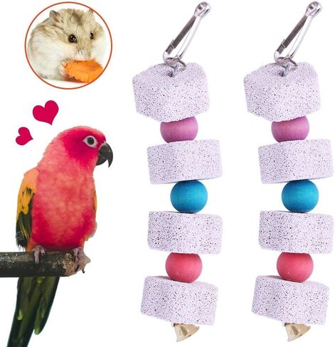 Hypeety Bird Parrot Calcium Teeth Mouth Molar Grinding Stone Hamster Grinding Stone Chew Toy Perch Jumping Stand for Parrot Budgies Chinchilla Squirrel Hamster Cage Stand Platform in Saudi Arabia
