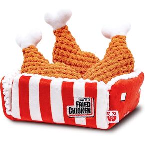 PAWTY Fried Chicken Interactive Dog Toy - Snuffle Nosework Toy with Squeaker - Pet Stress Relief Game Hide Treat Food Puzzle - Small to Medium Dog - Durable Cute Dog Gifts Birthday