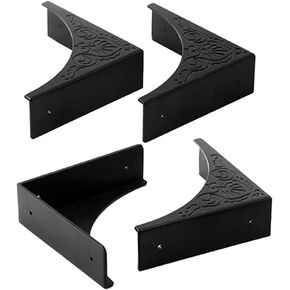 Metal Corner Protector, 4 Pcs Antique Edge Safety Guard Cabinet Furniture Corner Bumpers,Table Corner Protectors,Cover Damaged Corners on Coffee Table (Black)